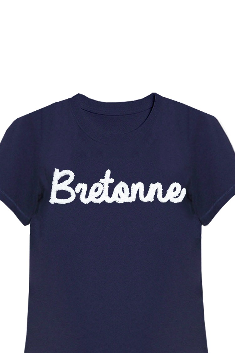 T-shirt bleu marine brodé Bretonne