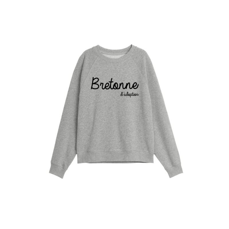 Sweat-shirt gris chiné Bretonne d'adoption