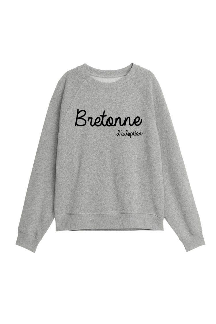 Sweat-shirt gris chiné Bretonne d'adoption