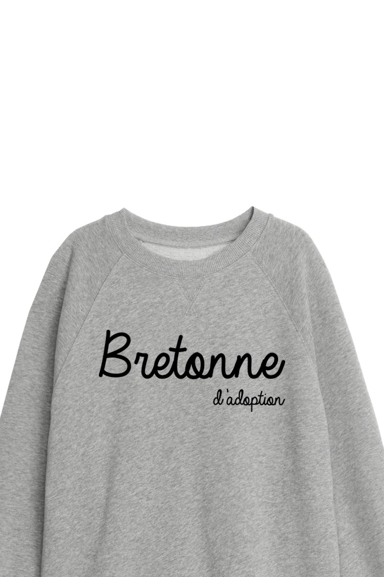 Sweat-shirt gris chiné Bretonne d'adoption