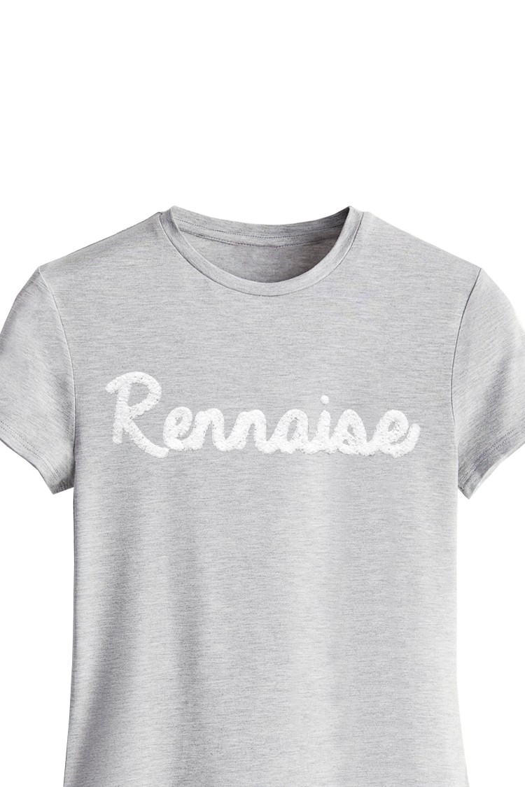 T-shirt gris chiné brodé Rennaise