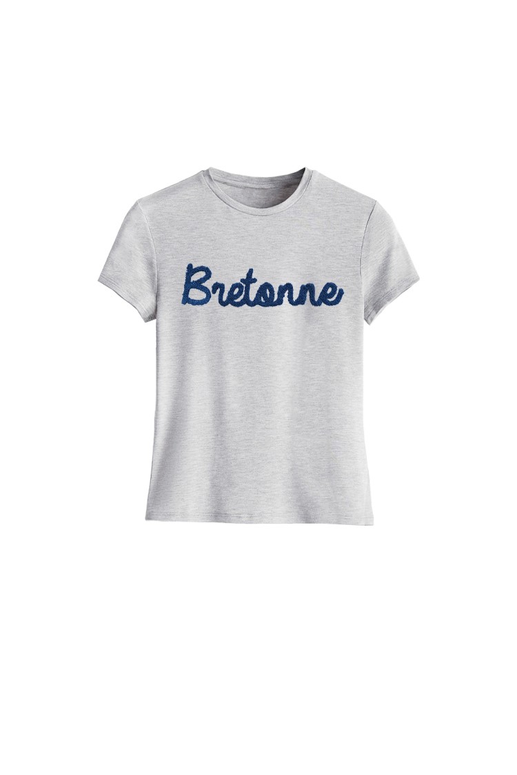 T-shirt gris chiné brodé Bretonne