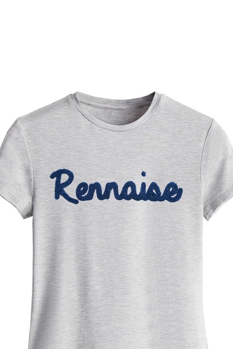 T-shirt gris chiné brodé Rennaise